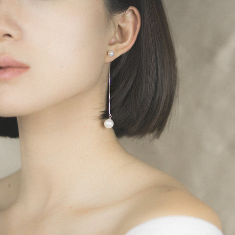 Silver Pearl Dangle Earrings - MOVIDA 