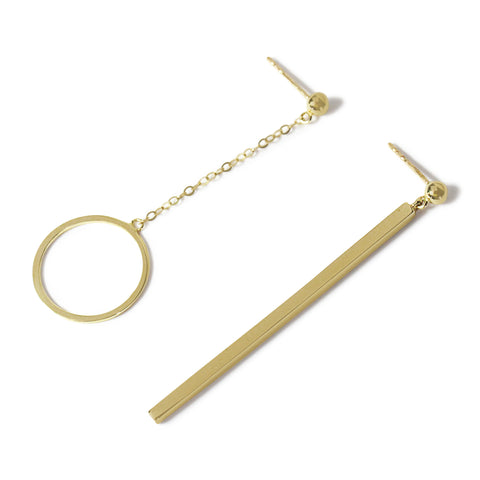 14K Asymmetrical Orb Earrings - MOVIDA 