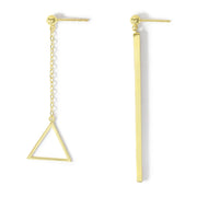 14K Asymmetrical Triangle Earrings - MOVIDA 