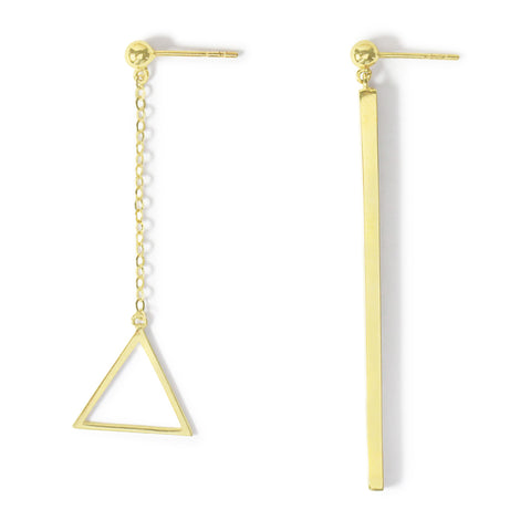 14K Asymmetrical Triangle Earrings - MOVIDA 