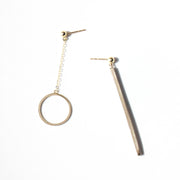 14K Asymmetrical Orb Earrings - MOVIDA 