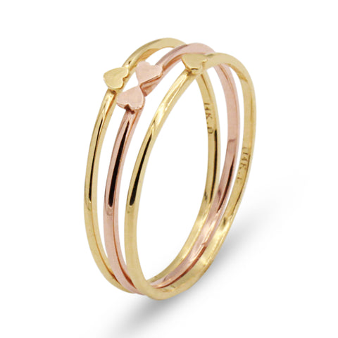 14K Heart Ring Set - MOVIDA 