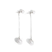Silver Pearl Dangle Earrings - MOVIDA 