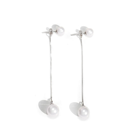 Silver Pearl Dangle Earrings - MOVIDA 