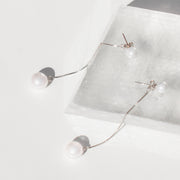 Silver Pearl Dangle Earrings - MOVIDA 